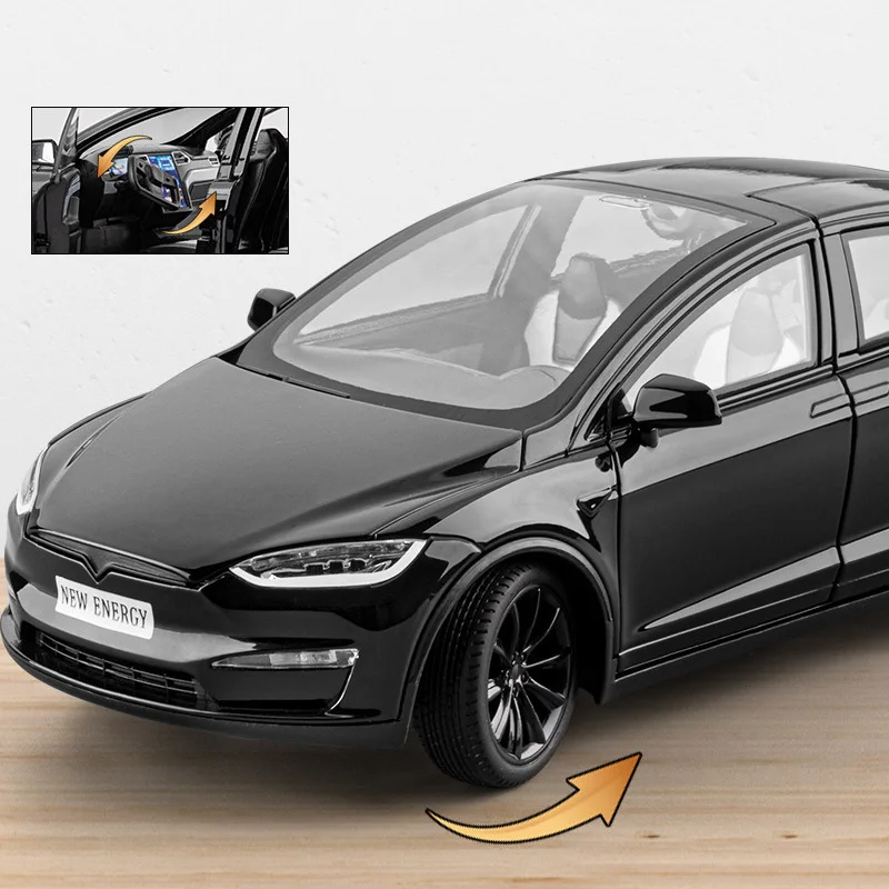 1:24 Model X SUV Alloy Car Model Diecasts Metal Car Model Simulation Sound and Light Toy Car