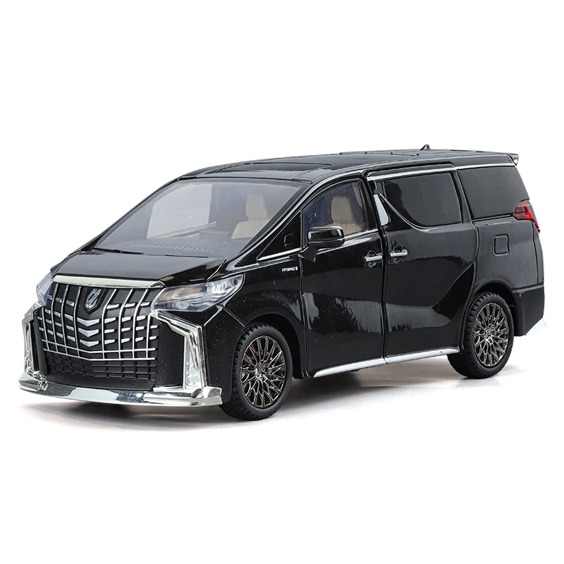 1:24 TOYOTA Alphard MPV Van Diecast Toy Car Model Vehicle Miniature Pull Back Sound & Light Doors Openable