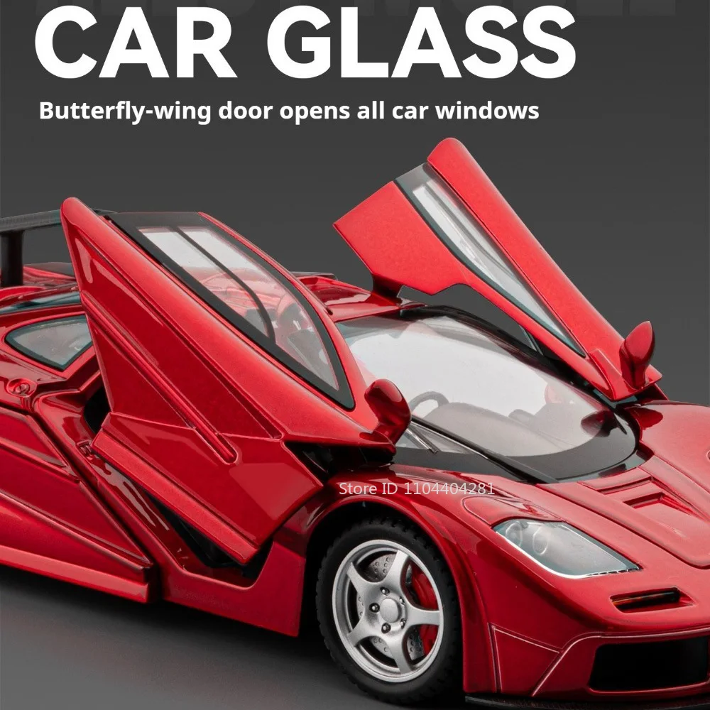 1:24 F1-LM GT Model Car Diecast Alloy Toys Doors Opened Sound Light Pull Back Diecast Model Car