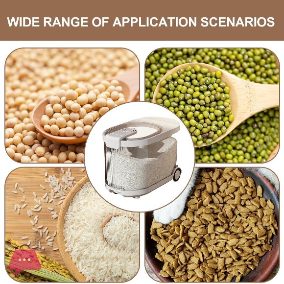 Airtight Rice Container - with Lids and Wheels - Storage Container