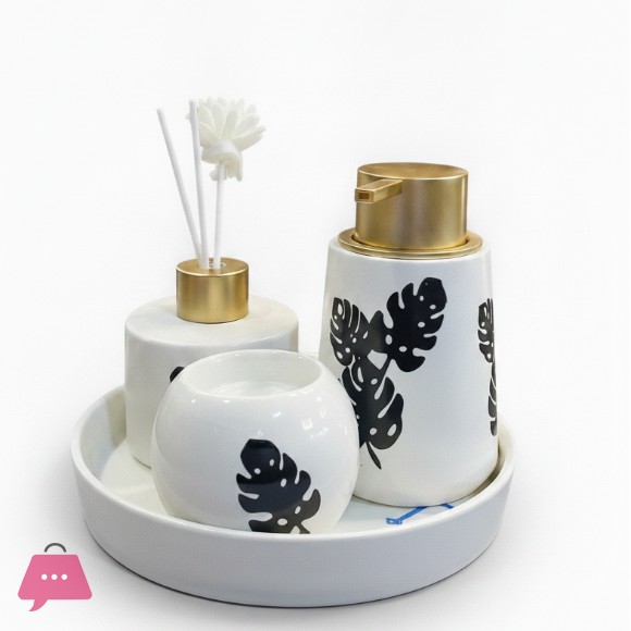 4-Piece Bathroom Accessories Set with Tray