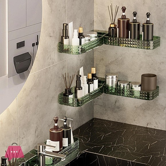 Bathroom Shelf for Inside Shower Adjustable Pounch Rustproof Shower Green
