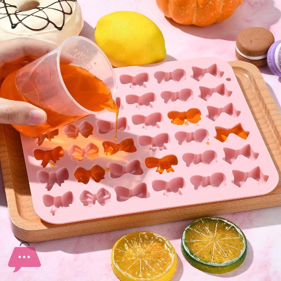 Bow Silicone Chocolate Molds, 36-Cavity Mini Bow Shape Candy Molds Tray for Cake, Pudding, Jelly, Ice Cube, Biscuits and Cake Decorating, DIY Crafts