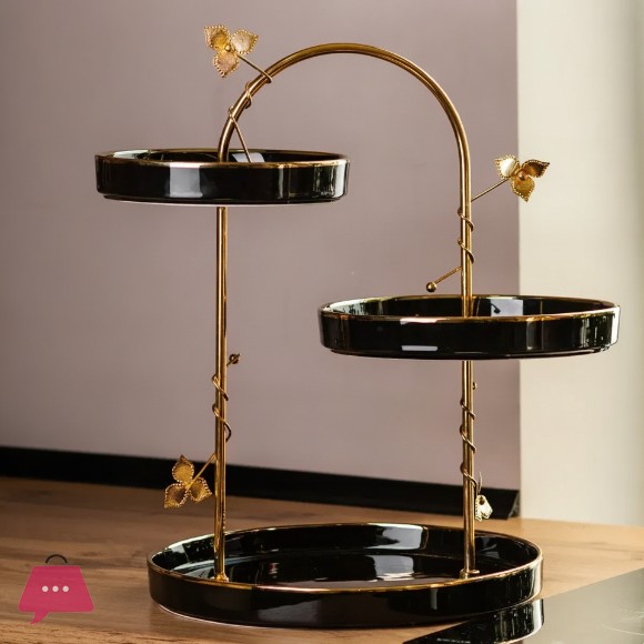 Ceramic 3-Tier Buffet Stand 30 x 30 x 41 cm Round