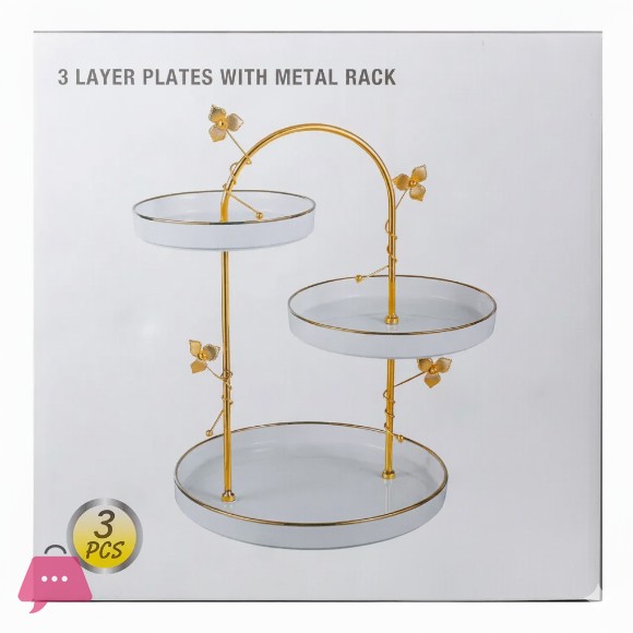 Ceramic 3-Tier Buffet Stand 30 x 30 x 41 cm Round