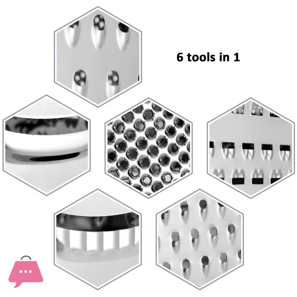 Cookstyle 6 Way Stainless Steel Multi Puipose Grater Anti-Slip Base