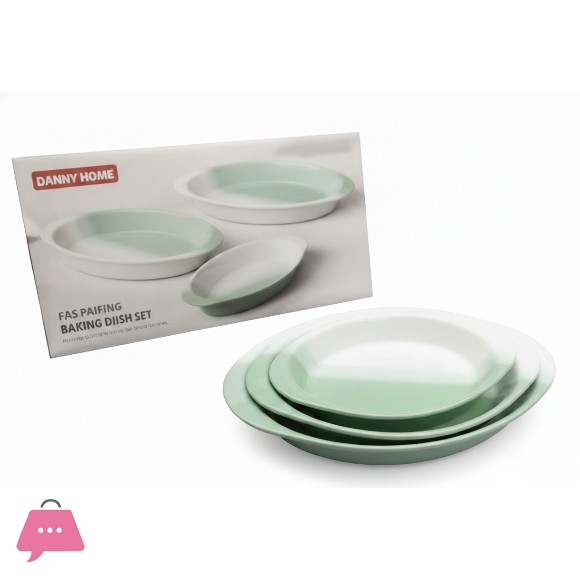 DANNY HOME 3-Piece Oval Ceramic Baking Dish Set