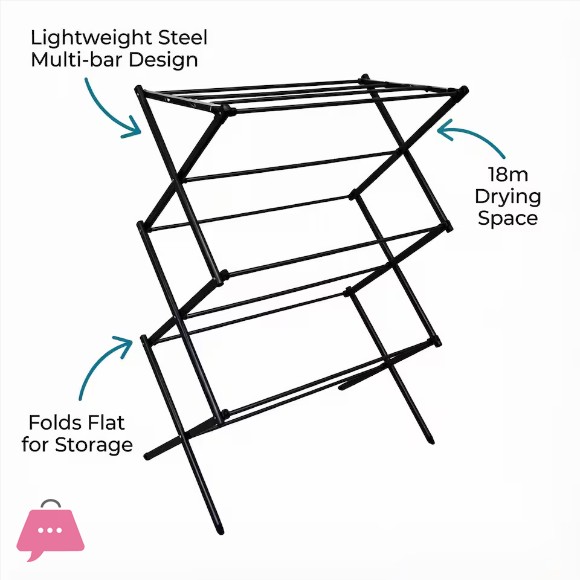 Danny Home 3 Tier Clothes Airer Drying Space Folding Indoor Laundry Dryer Rack