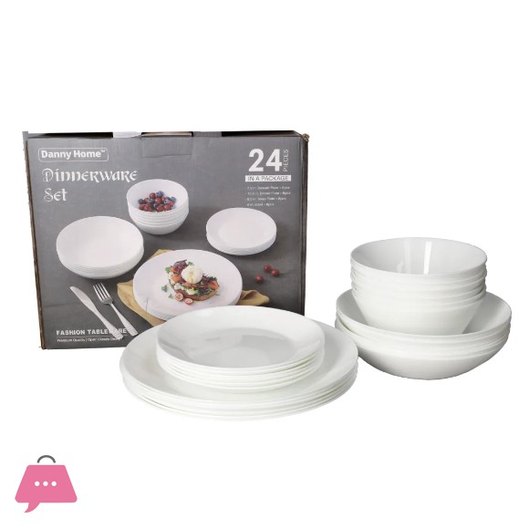 Danny Home Opal Glass Dinnerware Set 24Pcs