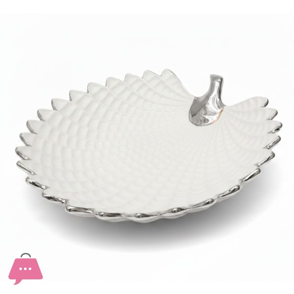 Elegant Ceramic Leaf Plate 13-inch