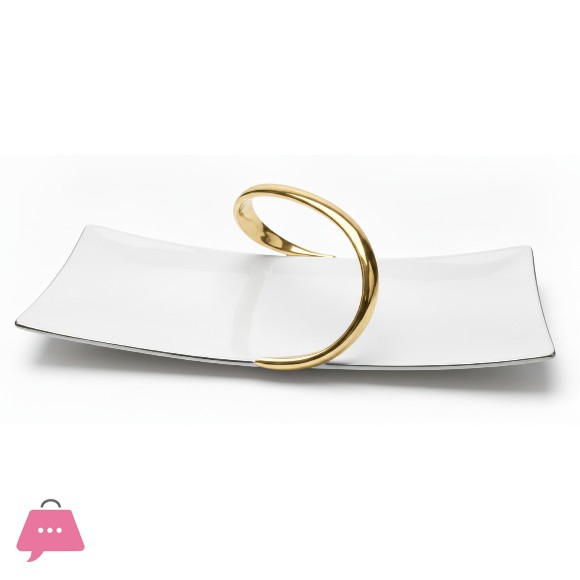 Elegant Ceramic Serving Platter Snack Plate 13.25 Inch