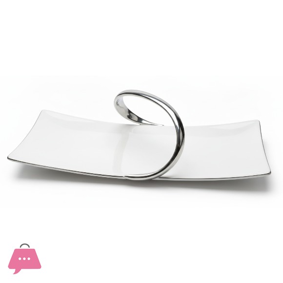 Elegant Ceramic Serving Platter Snack Plate 13.25 Inch