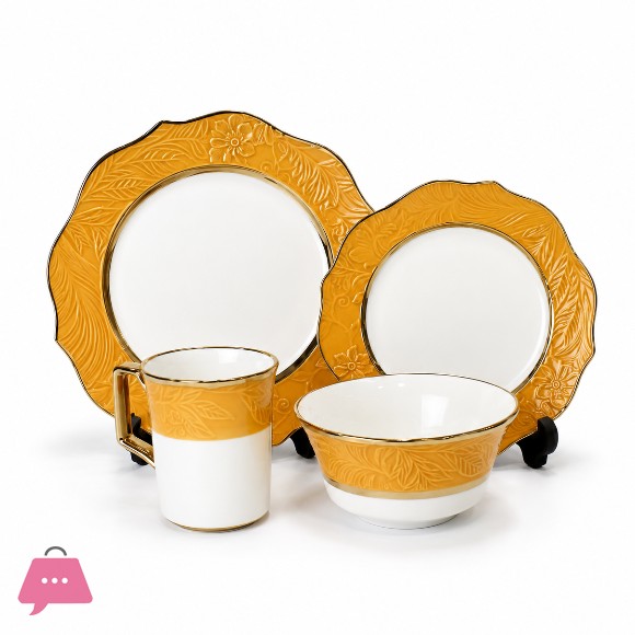 Elegant Floral Embossed 16-Piece Breakfast Set