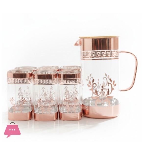 Elegant Gold & Rose-Gold Water Set Wood Lid