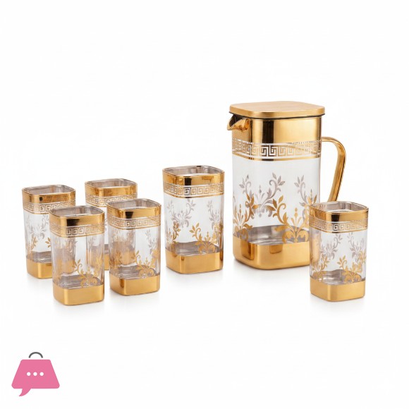 Elegant Gold & Rose-Gold Water Set Wood Lid