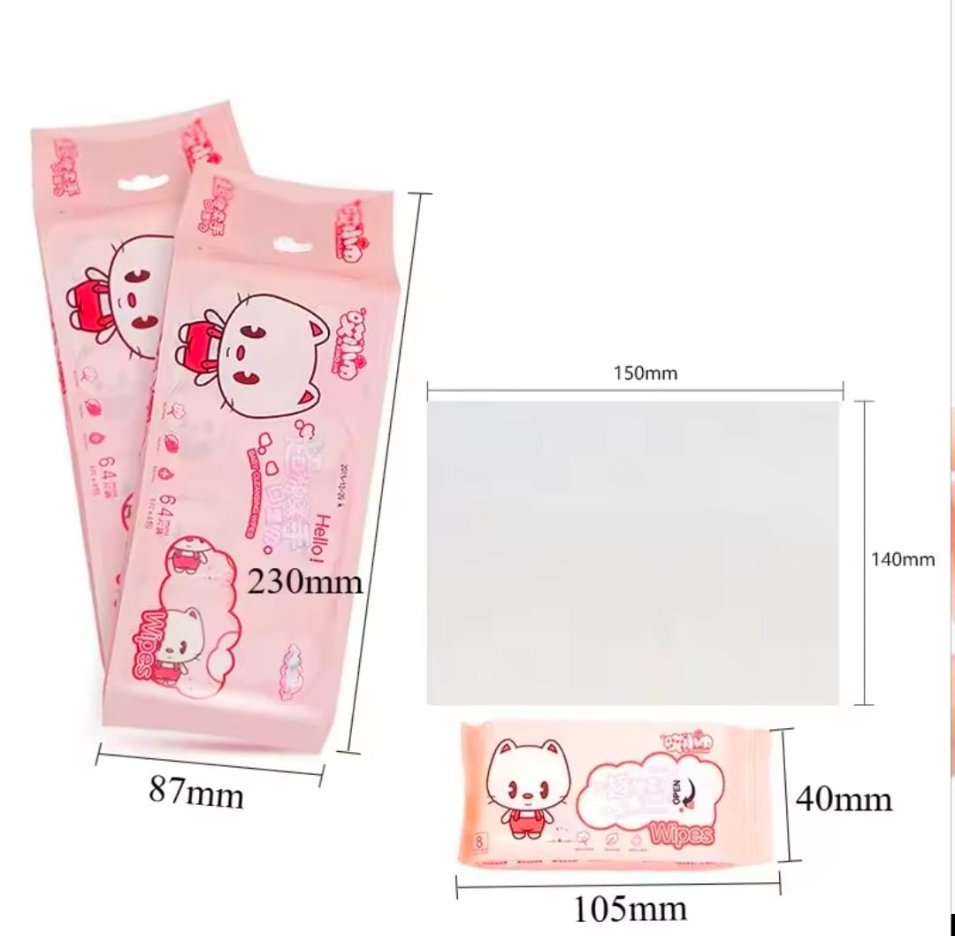 Cleaning Mini Packed Wipe (8Mini Packets in One Pack Total 64 Wipes Packet)