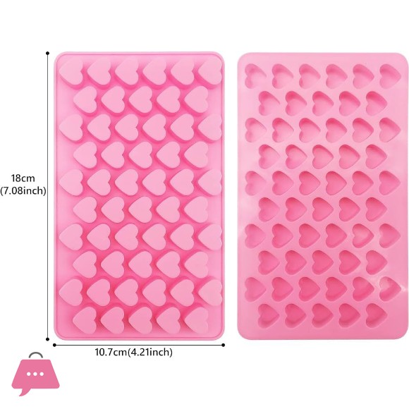 Mini Heart Silicone Molds - 55-cavity Chocolate Candy Cake Ice Cube Trays