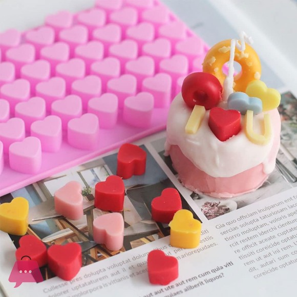 Mini Heart Silicone Molds - 55-cavity Chocolate Candy Cake Ice Cube Trays