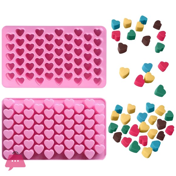 Mini Heart Silicone Molds - 55-cavity Chocolate Candy Cake Ice Cube Trays