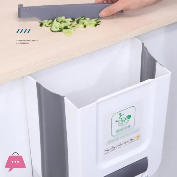 Kitchen Wall-Mounted Folding Trash Can Cabinet Hanging Storage Trash Basket 7 Liter