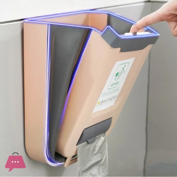 Kitchen Wall-Mounted Folding Trash Can Cabinet Hanging Storage Trash Basket 7 Liter