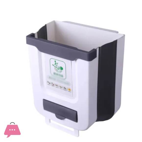 Kitchen Wall-Mounted Folding Trash Can Cabinet Hanging Storage Trash Basket 7 Liter