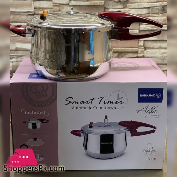 Korkmaz Stainless Steel Smart Timer Pressure Cooker 9Liter Turkey Made