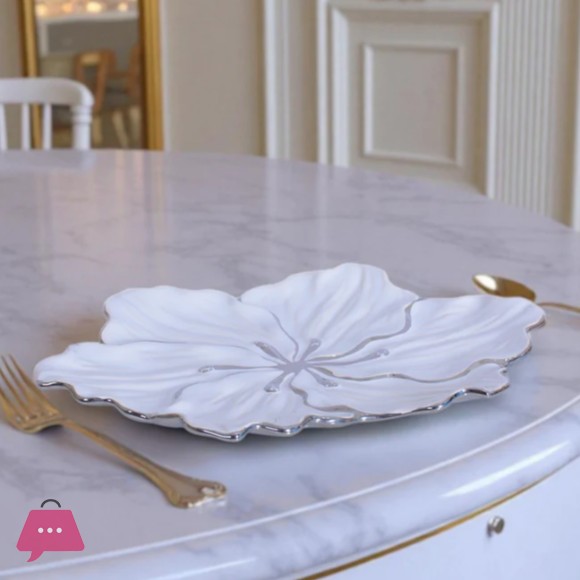 Lily Flower Shape Ceramic Plate 15 Inch