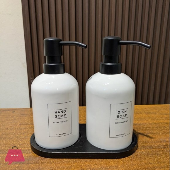 Modern Design Soap Dispenser Set with Wooden Base