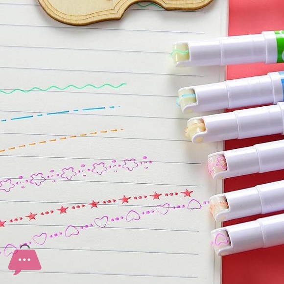 New Linear Color Roller Line Marker & Highlighter Pen Set – Pack of 6