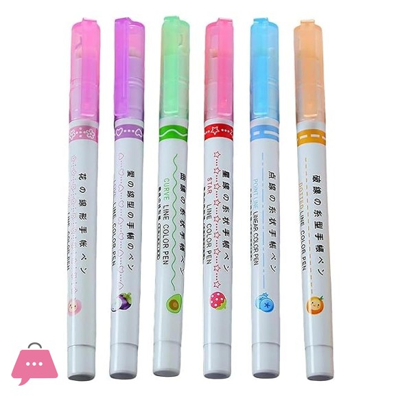 New Linear Color Roller Line Marker & Highlighter Pen Set – Pack of 6