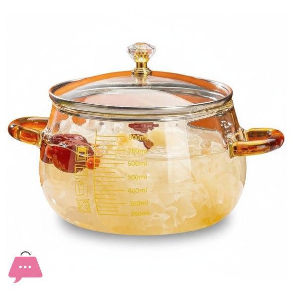 Pyrex Glass Pot with Double Handle 800ml Stove Use Glass