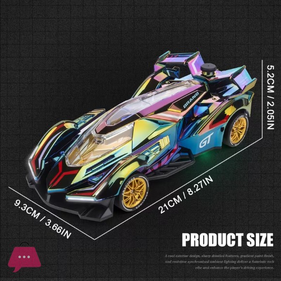 RC Drift Car 2.4GHz 1:24 Scale 4WD High Speed Cars Vehicle with LED Lights, Spray, Roadblocks and 4 Drifting Tires Racing Sport Toy Cars for Boys Girls Kids