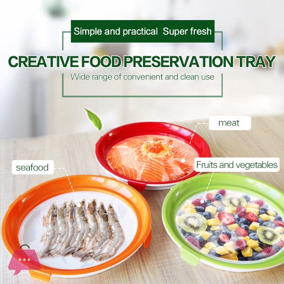 Round Food Preservation Tray Reusable Stackable Food Container Food Sealed Tray