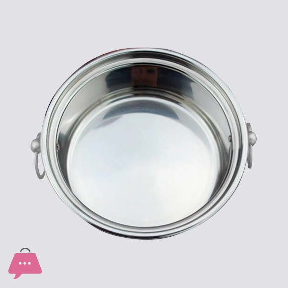 Round Stainless Steel Single Hot Pot with Glass Lid 18.5cm