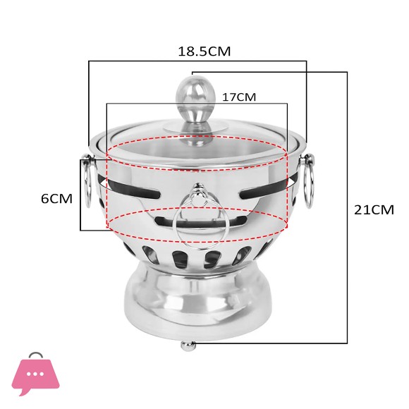 Round Stainless Steel Single Hot Pot with Glass Lid 18.5cm