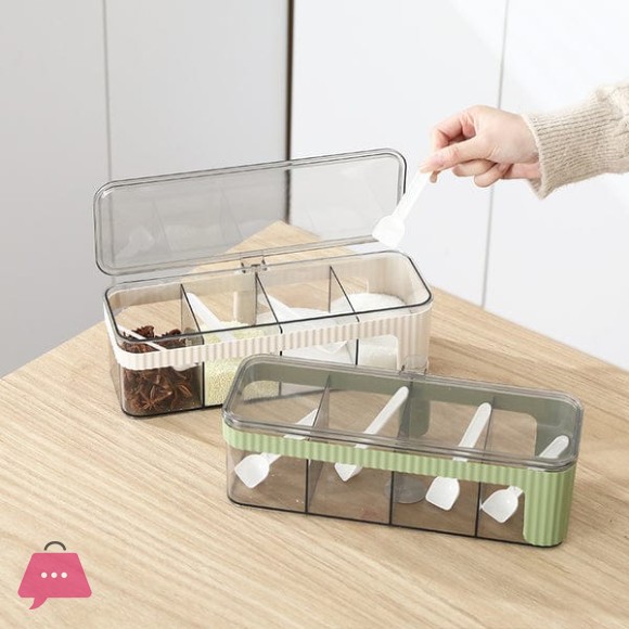 Acrylic 4 Compartments Spice Storage Container Set