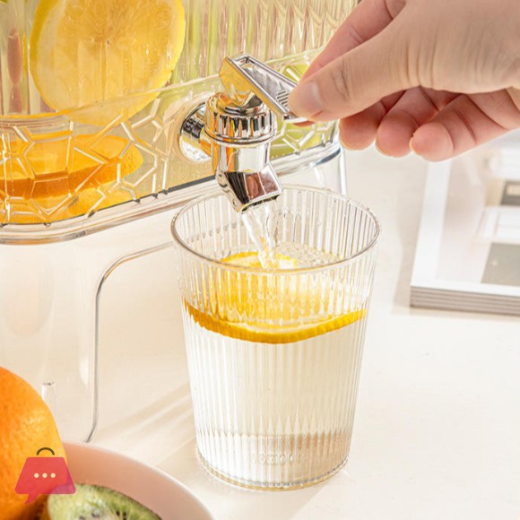 Self-Contained Faucet Cold Water Pitcher Modern Minimalist Lemonade Fruit Beverage Dispenser Plastic