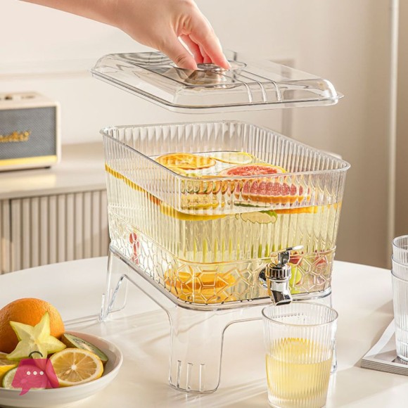Self-Contained Faucet Cold Water Pitcher Modern Minimalist Lemonade Fruit Beverage Dispenser Plastic