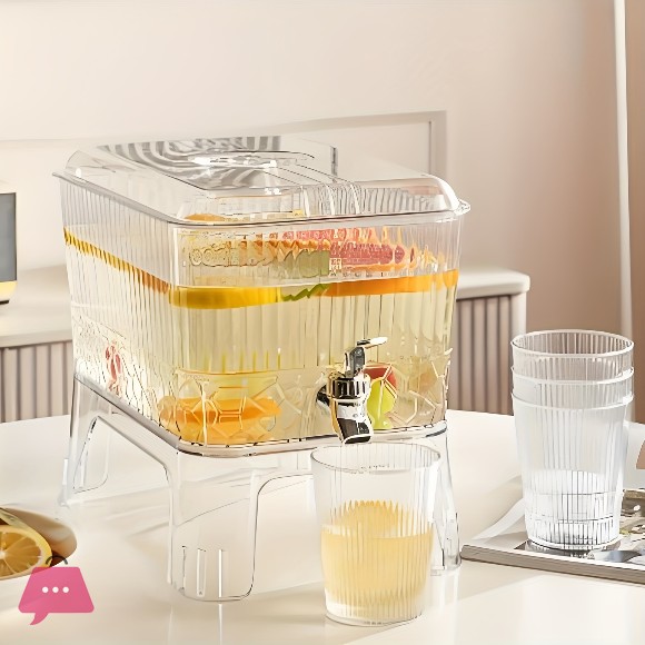Self-Contained Faucet Cold Water Pitcher Modern Minimalist Lemonade Fruit Beverage Dispenser Plastic