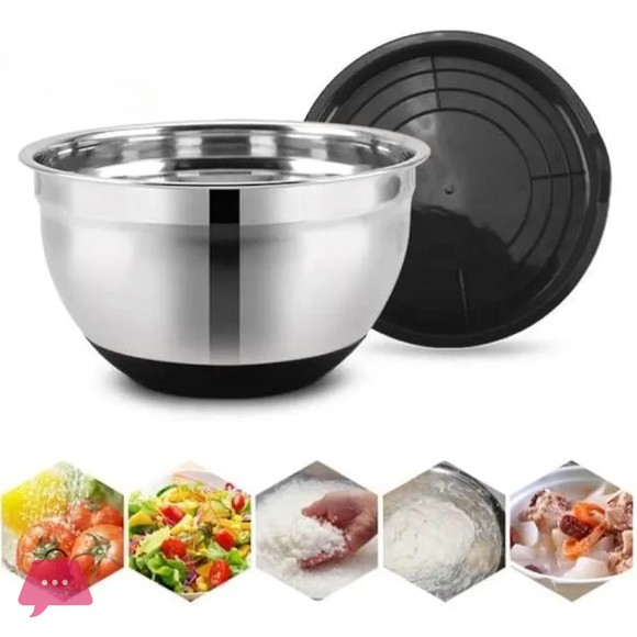 Shengya Mixing Bowls with Lids and Non Slip Bases Stainless Steel Mixing Bowls Set of 5
