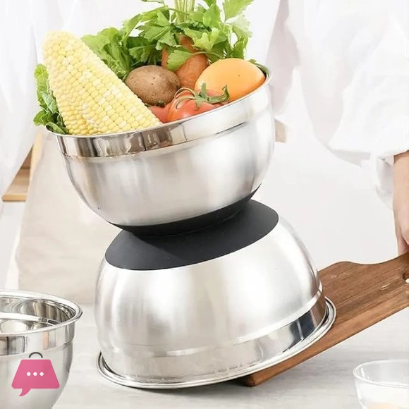 Shengya Mixing Bowls with Lids and Non Slip Bases Stainless Steel Mixing Bowls Set of 5