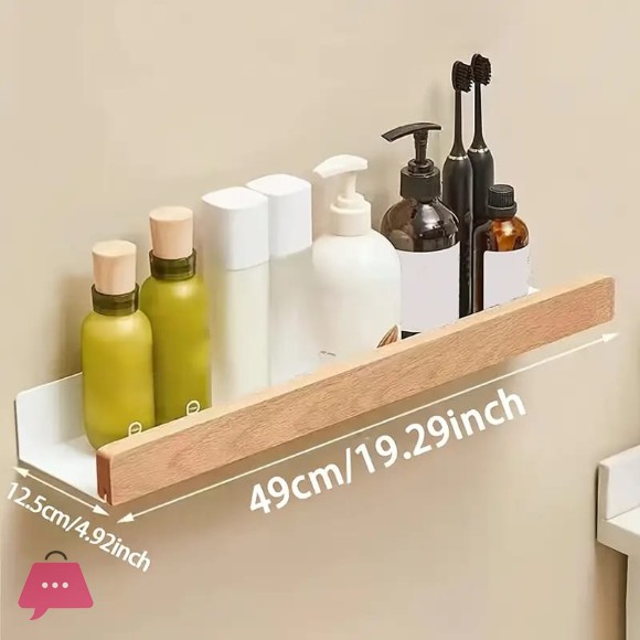 Shower Caddy Wood Bathroom Shelf Floating Shelves Shampoo Soap Dish Storage Rack