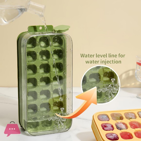 Silicone Ice Cube Tray Flexible Ice Mold with Lid