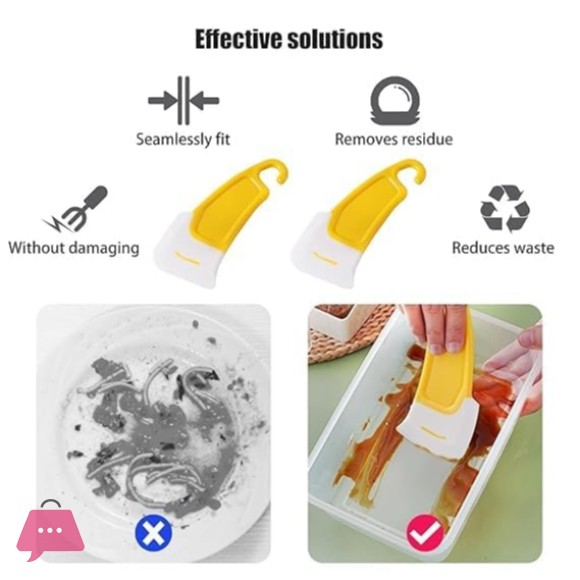 Silicone Kitchen Spatula Food Scraper Heat Resistant Multipurpose for Cleaning Pans Dishes, Pots and Plates, Removes Oil and Leftovers