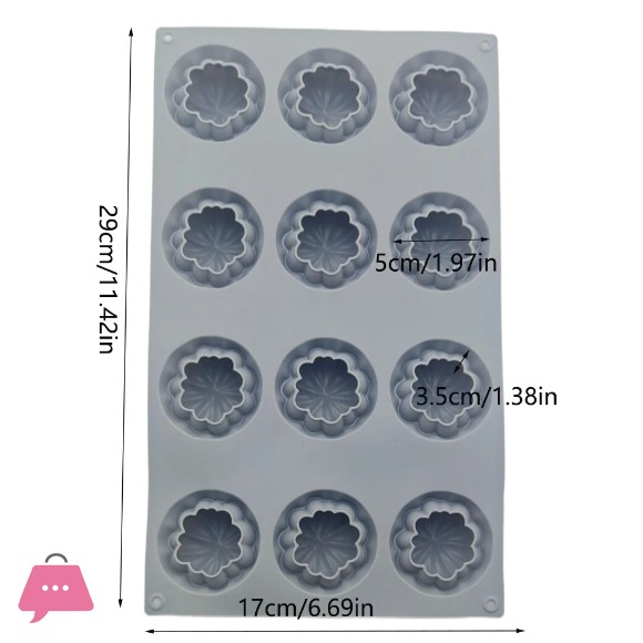 Silicone Mold with 12 Cavities for Mousse Cake Gelatin, Pudding and Chocolate with a Flocked Cloud Design DIY Pastry Tool