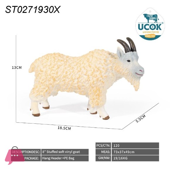 Soft Rubber Animal Goat Hand Painted Educational Toy Realistic Figure