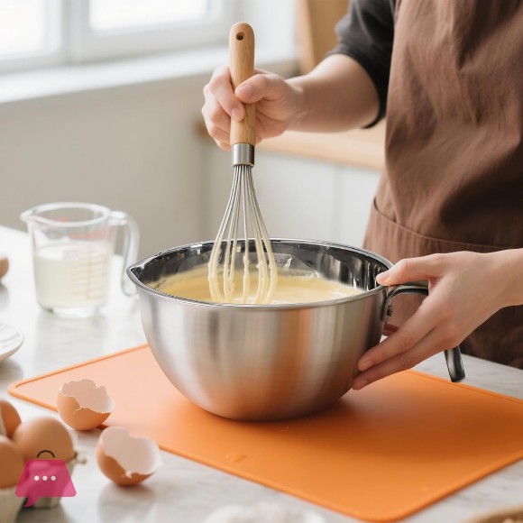 Stainless Steel Mixing Bowls with Handle Pour Spouts & Measurement Marks With Free Spatula