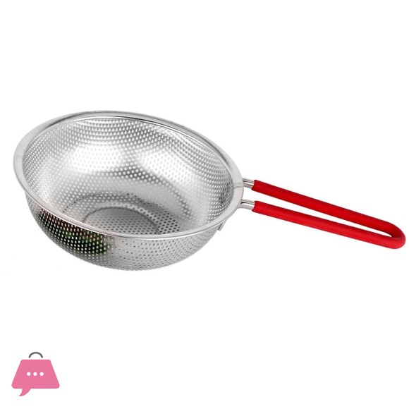 Stainless Steel Strainer Basket with Silicone handle Grip Mesh Sink Drainer for Food Fruits & Vegetables Colander
