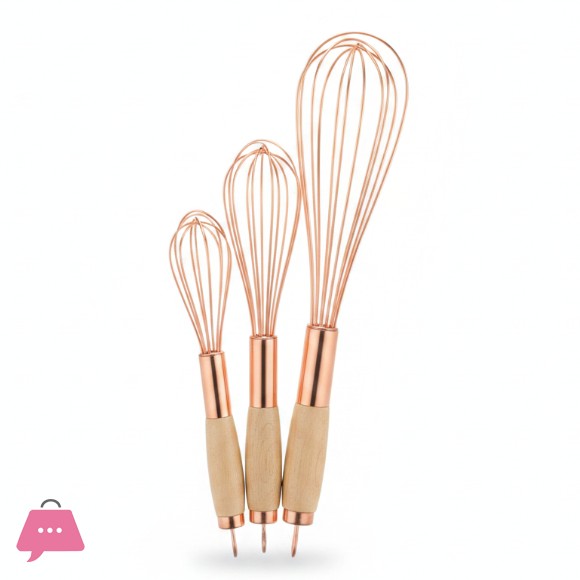 Stainless Steel Wire Whisk for Cooking - Wooden Handle